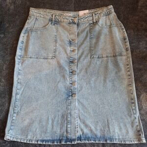 Denim Button Up Maxi Skirt Womans 16W‎ Blue Light Wash Cowgirl Festival Rodeo